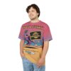 Pink to yellow gradient tee with a purple dragon and