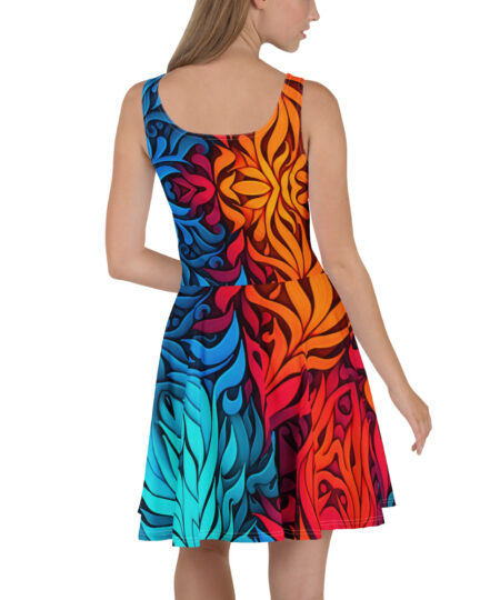 Vibrant Abstract Fire And Ice Pattern Skater Dress 10 Toasted Styles