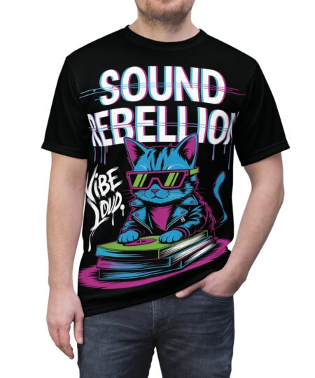 Sound Rebellion Cat Tee - Vibe Loud Graphic T-Shirt, Music Lover Gift