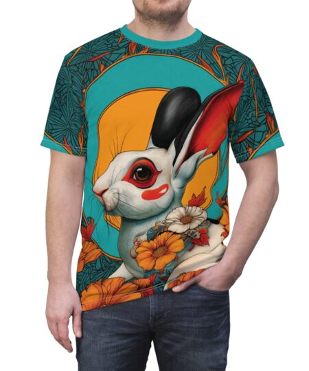 Vibrant Rabbit Floral Unisex Tee