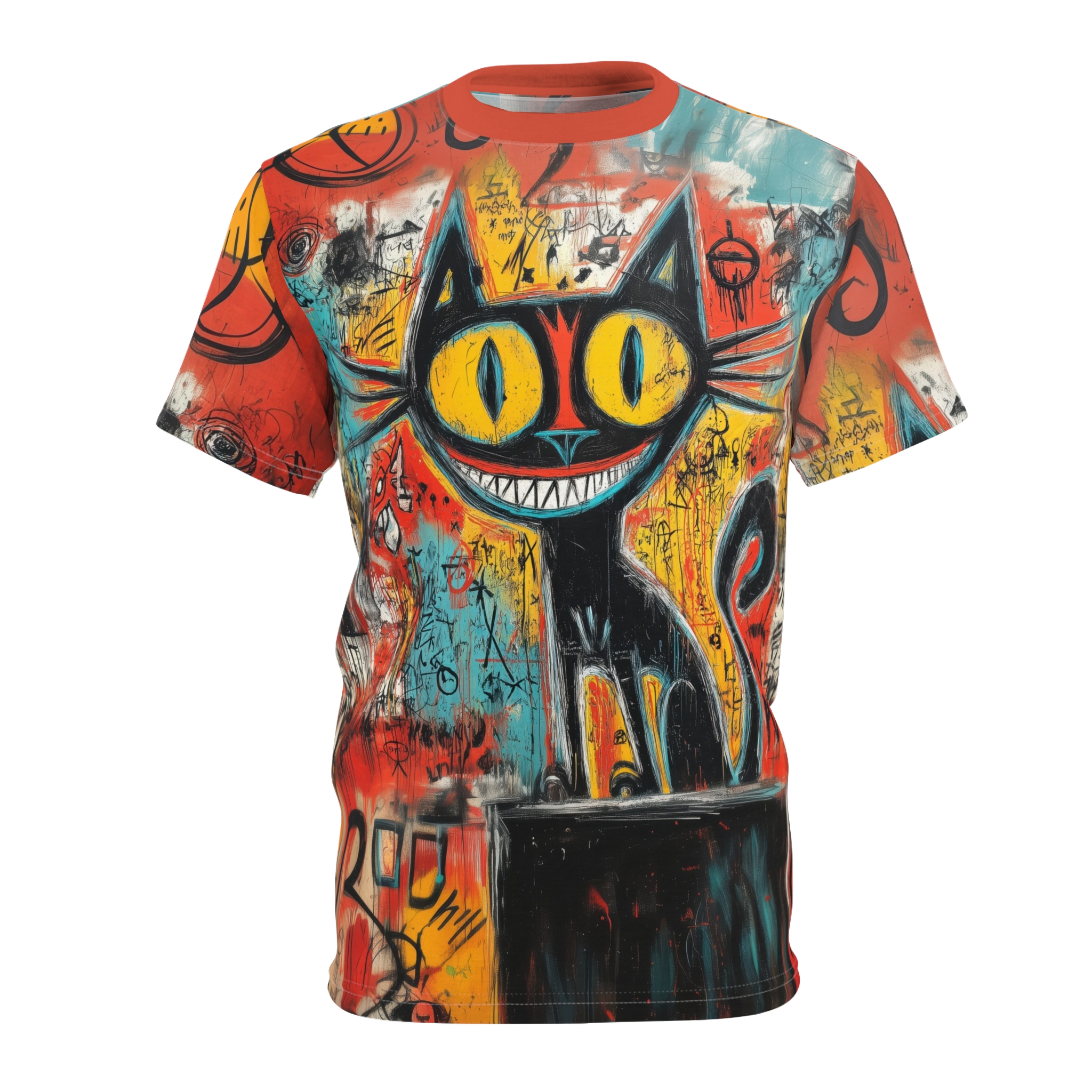 Vibrant Graffiti Cat Tee for Art Lovers - Image 2