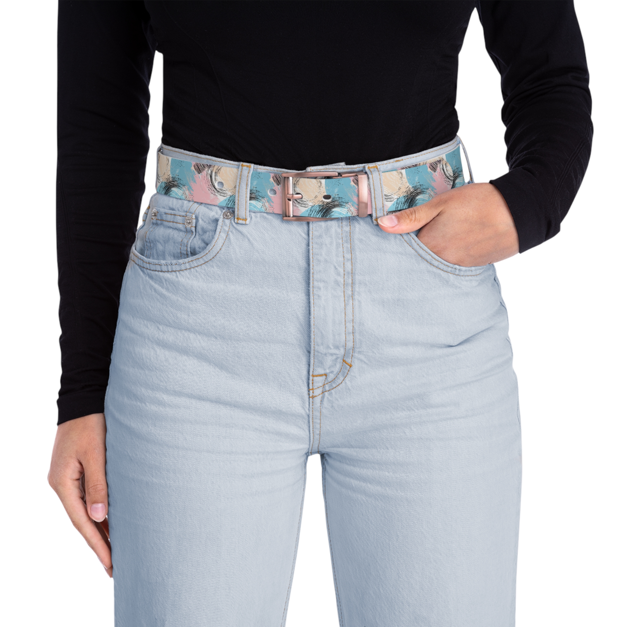 Pastel Abstract Print Belt - Stylish Accessory for Casual Outfits - Image 5