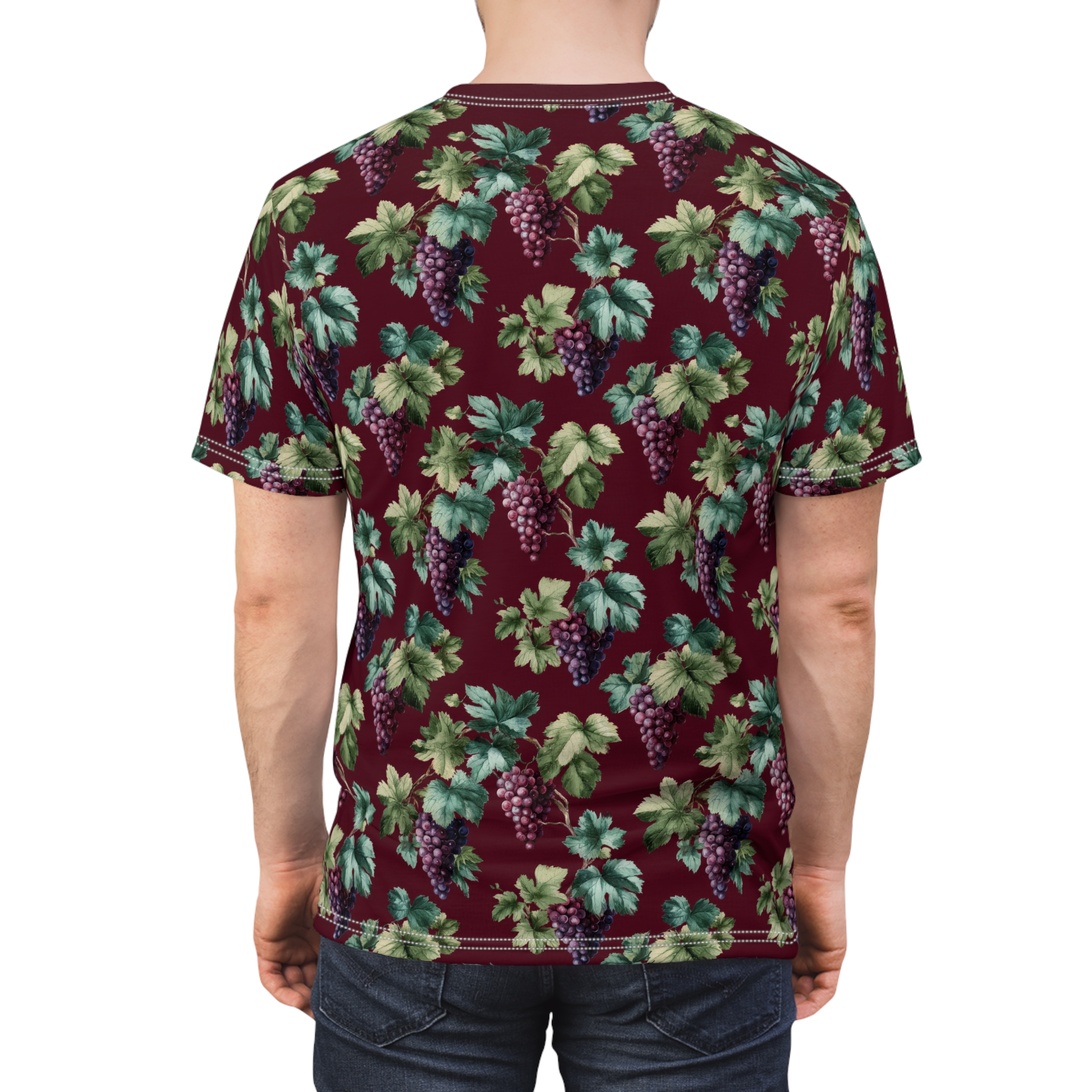 Vintage Grapevine Unisex Tee - Floral All Over Print For Wine Lovers - Image 4