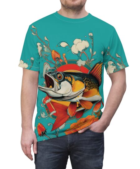 Vibrant Fish-Themed Unisex Tee - Bold AOP Design for Nature Lovers