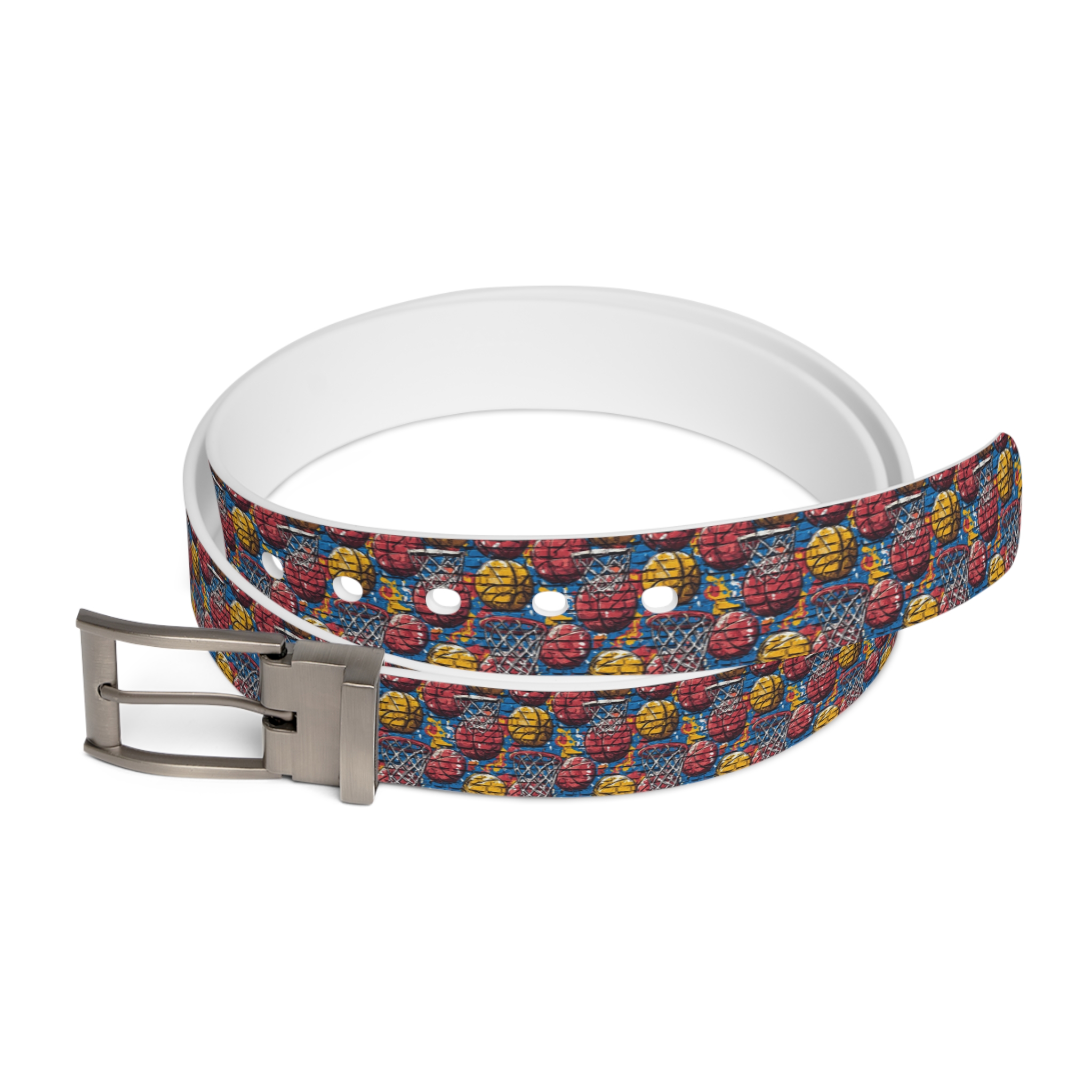 Vibrant Basket Ball Hoop Patterned Belt for Stylish Outfits - Image 2
