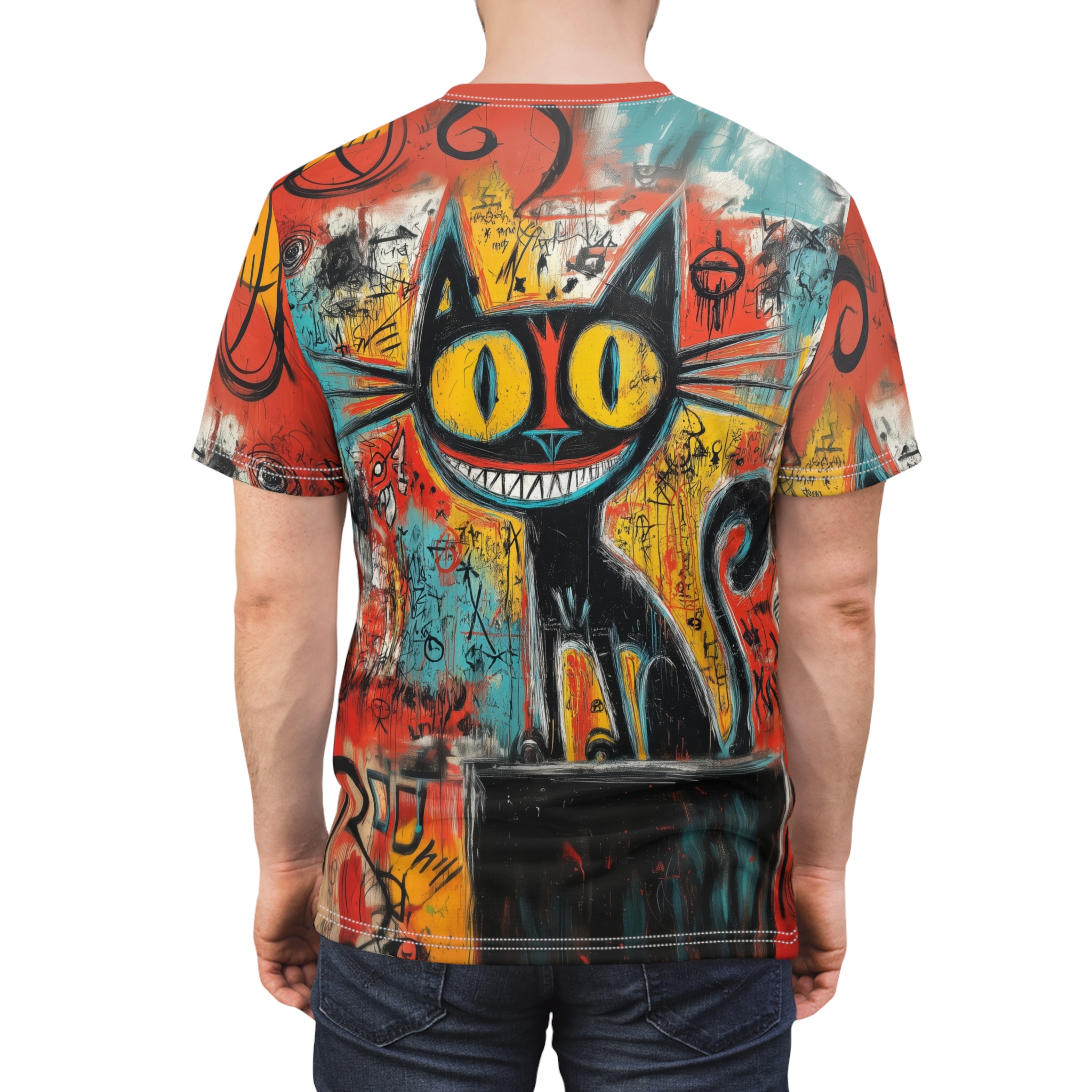 Vibrant Graffiti Cat Tee for Art Lovers - Image 4