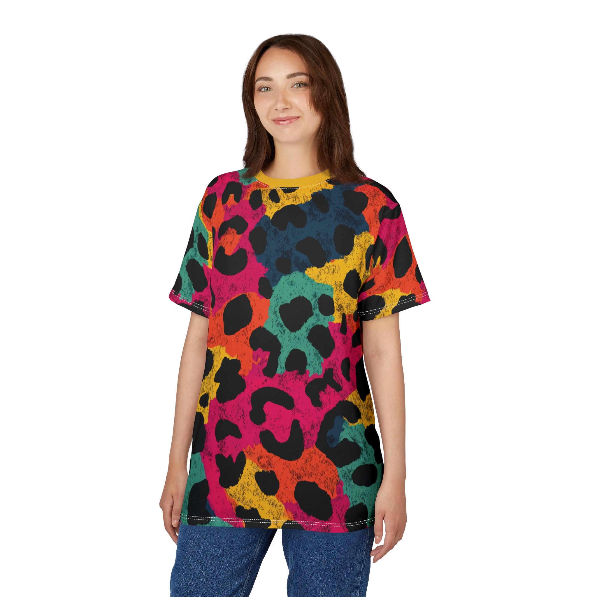 Colorful Leopard Print Unisex Tee - Image 6