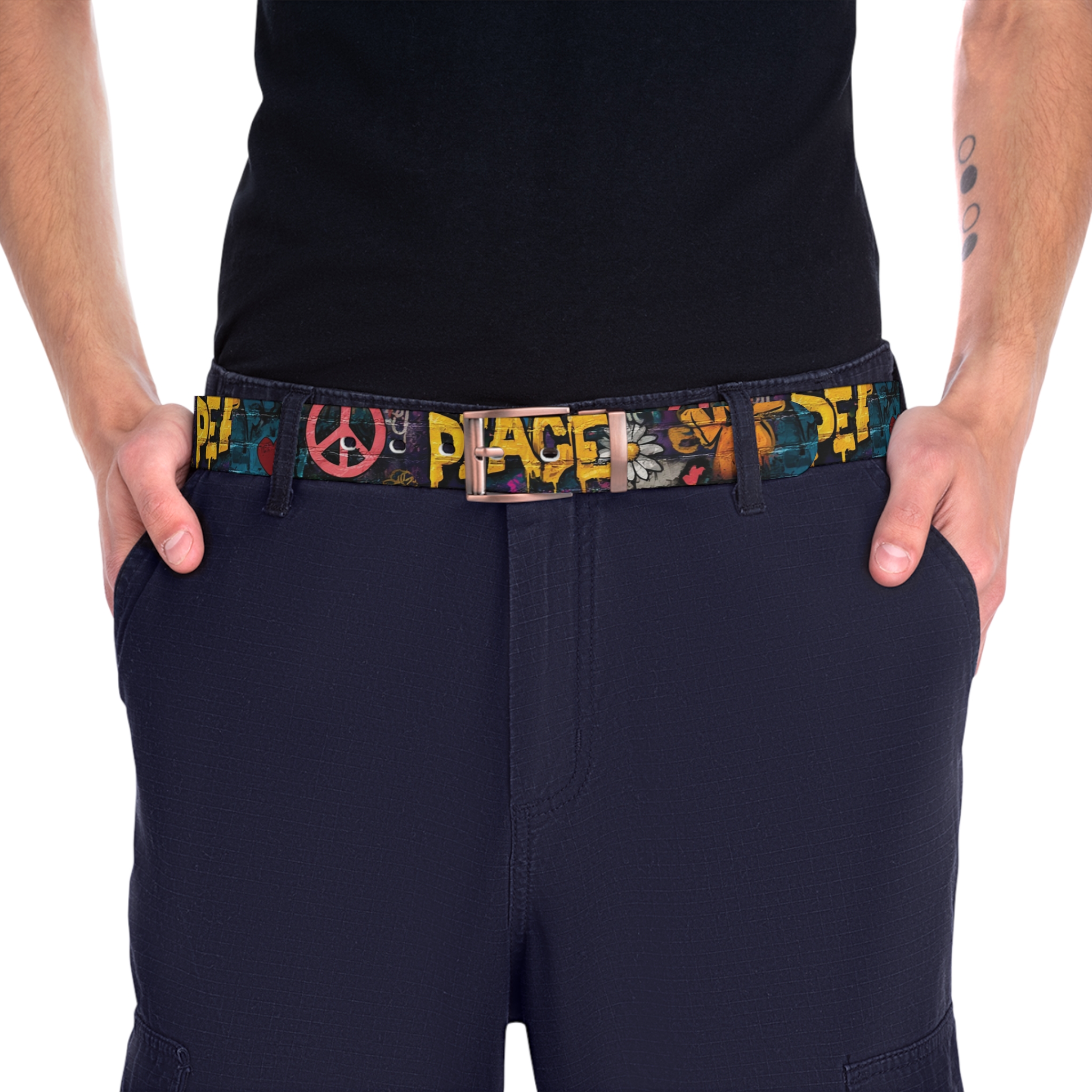 Peace Sign Fashion Belt - Colorful Adjustable Waist Accessory - Image 6