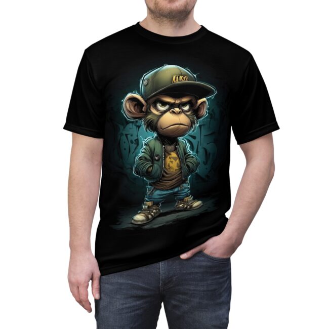 Street Art Monkey Tee | Urban Style Shirt for Teens, Funky Graphic Tee, Casual Fashion, Gift for Hip-Hop Lovers, Unisex AOP Design