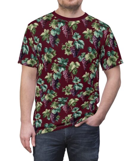 Vintage Grapevine Unisex Tee - Floral All Over Print For Wine Lovers