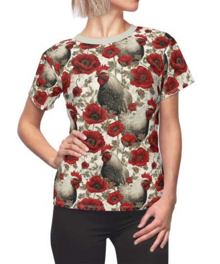 Vintage Floral Rooster Women's Tee - Rustic Farmhouse Style Top