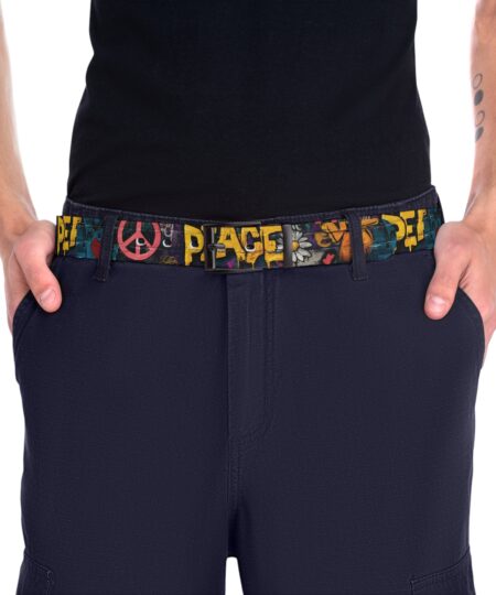 Peace Sign Fashion Belt - Colorful Adjustable Waist Accessory