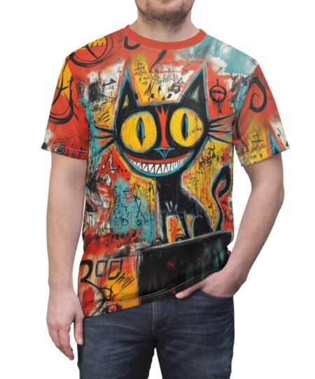 Vibrant Graffiti Cat Tee for Art Lovers