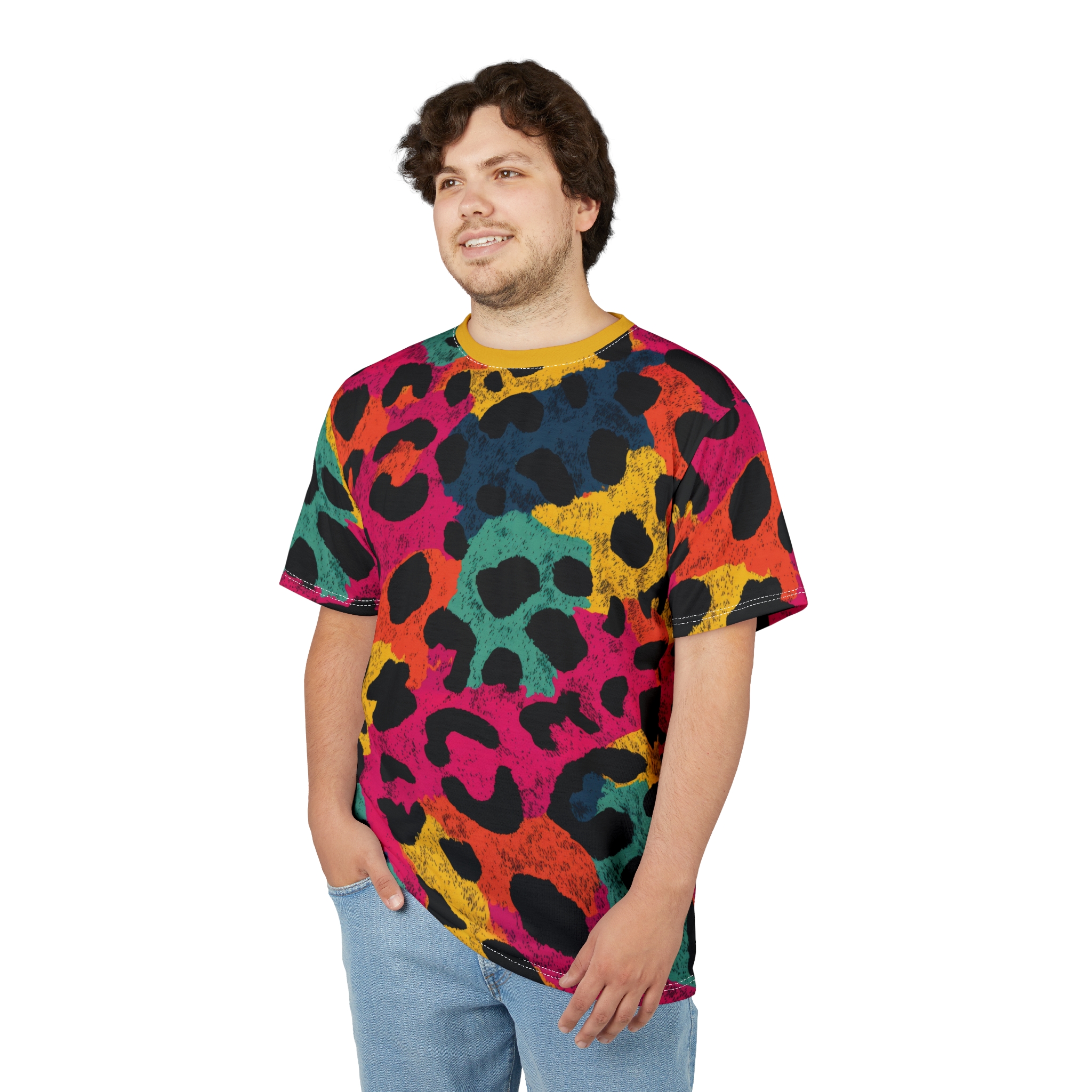 Colorful Leopard Print Unisex Tee - Image 5