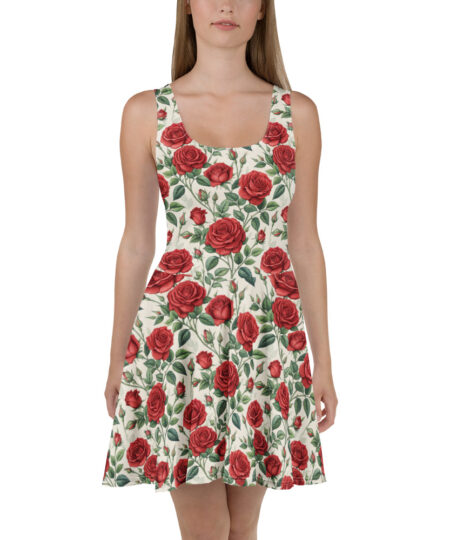 Beautiful Red Roses Skater Dress