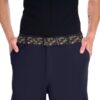 Belt with a burgundy background and a repeating pattern of green grape leaves and purple grapes.