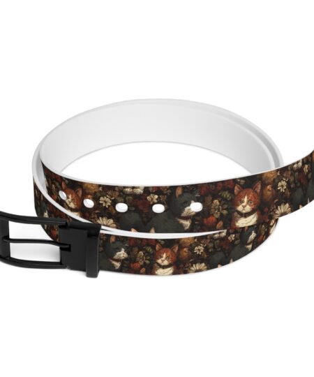 Cat Kitten And Floral Design Adjustable Belt for Stylish Outfits 2 Toasted Styles