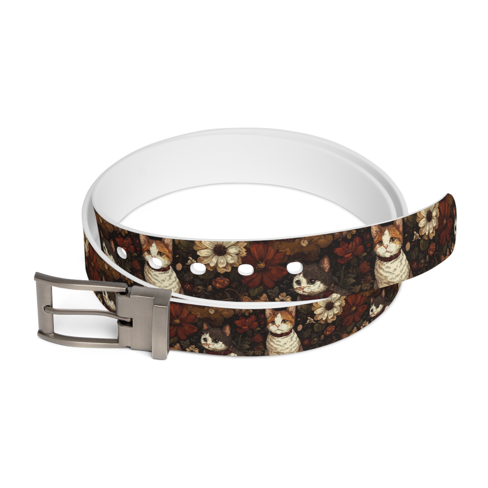 Cats And Kitten And Floral Design Adjustable Belt for Stylish Outfits 7 Toasted Styles