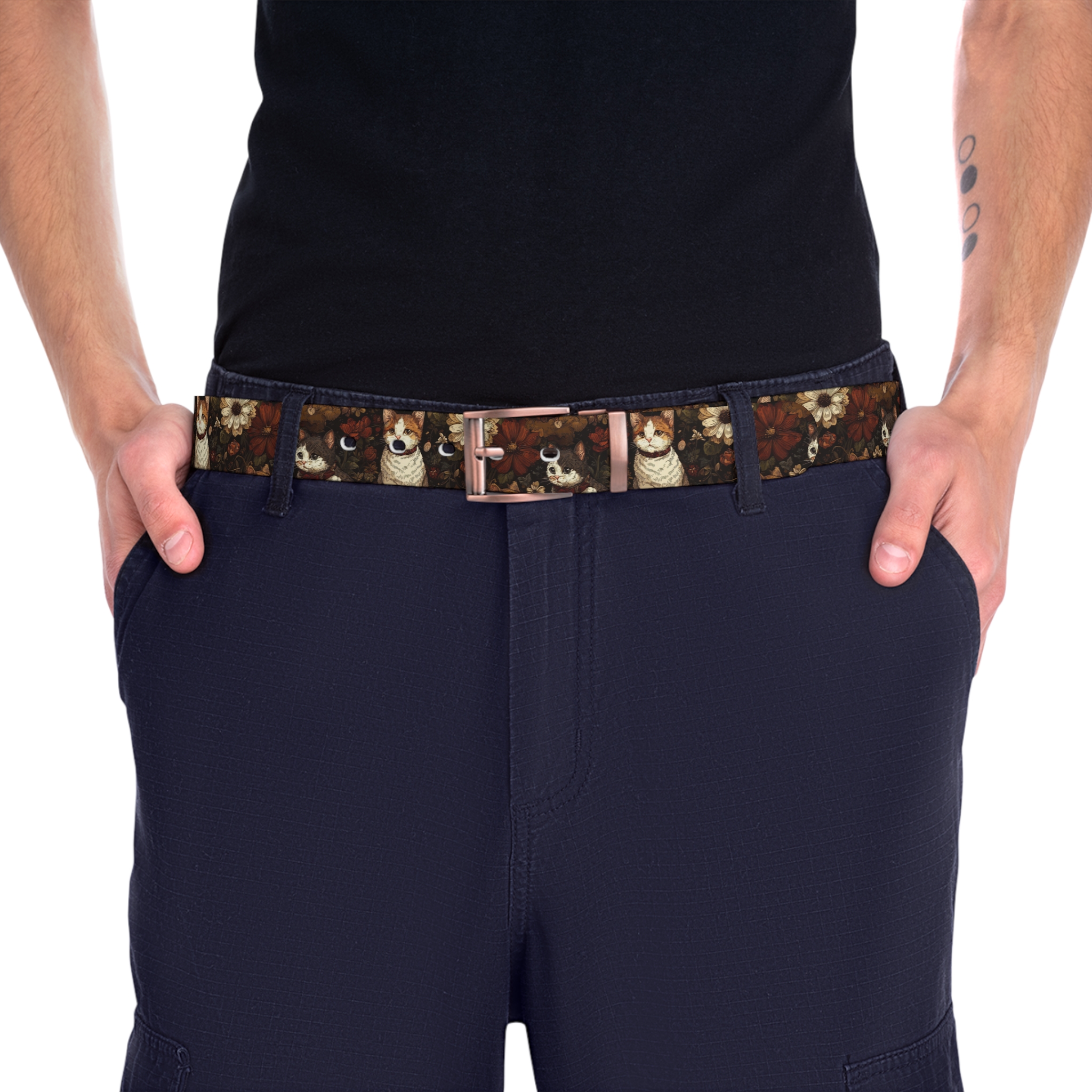 Cats And Kitten And Floral Design Adjustable Belt for Stylish Outfits 6 Toasted Styles