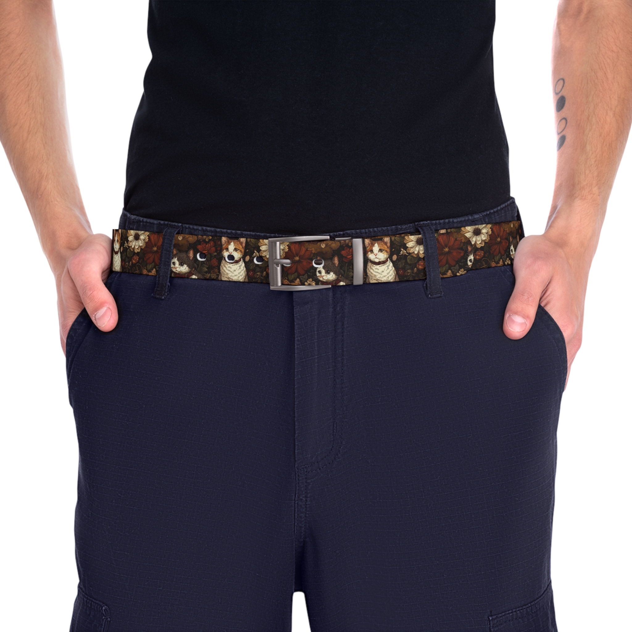 Cats And Kitten And Floral Design Adjustable Belt for Stylish Outfits 9 Toasted Styles