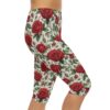 Sleek Chic Floral Rose Capri Leggings – breathable activewear capri leggings - Detail View 5