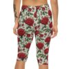 Stretchy Chic Floral Rose Capri Leggings – eye-catching printed capri pants - Detail View 3