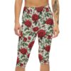 Comfortable Chic Floral Rose Capri Leggings – flattering capri-length all-over print leggings - Main View