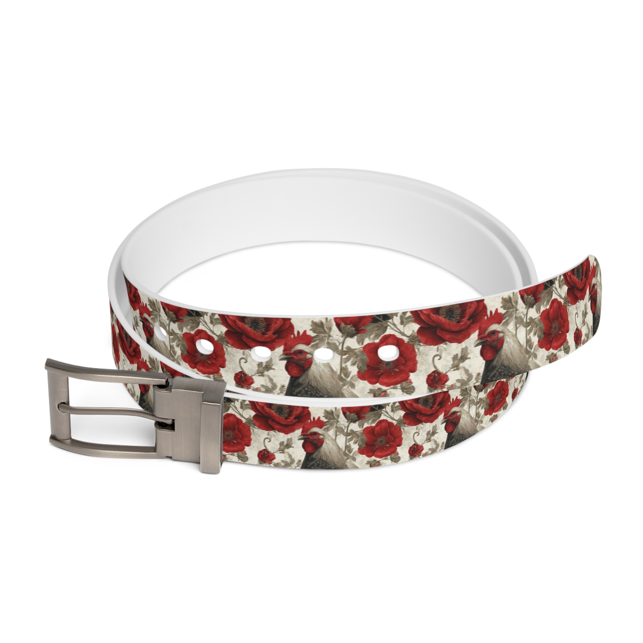 Chicken Rooster Floral Print Belt for Everyday Style 2 Toasted Styles