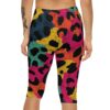 Vibrant Colorful Animal Print Capri Leggings for Stylish Comfort – high-waisted all-over design leggings - Detail View 4