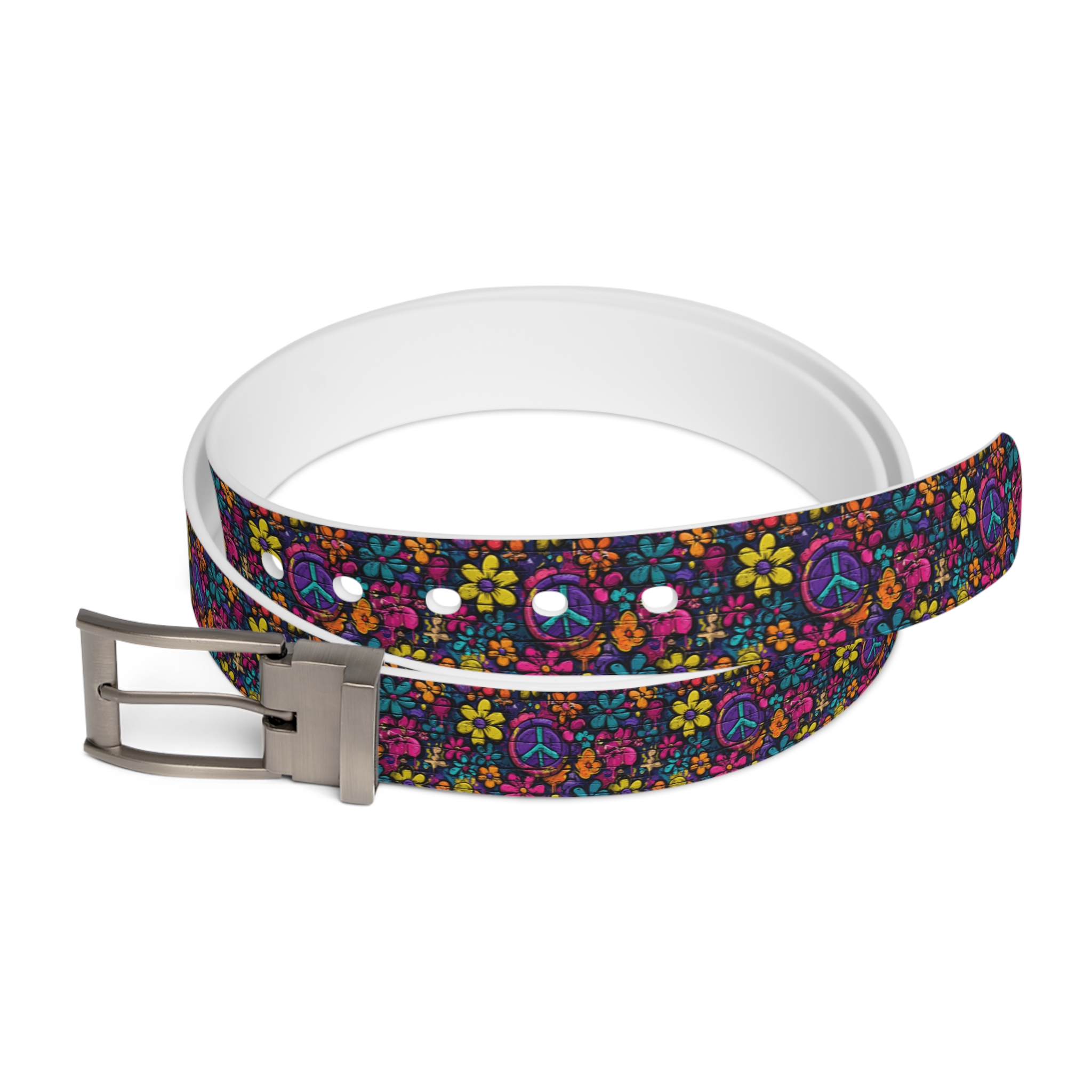 Colorful Peace Flower Custom Belt - Image 8
