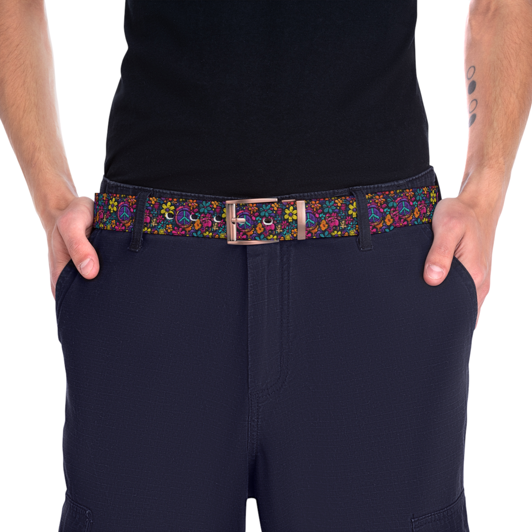 Colorful Peace Flower Custom Belt - Image 7