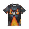 Fiery Cat Graphic Tee - Unique Unisex All Over Print T-Shirt 3 Toasted Styles