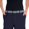 Navy blue belt with a cream and dark blue floral pattern, featuring a classic vintage botanical design.