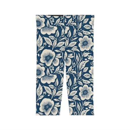 Comfortable Floral Print Capri Leggings for Women – flattering capri-length all-over print leggings - Detail View 2