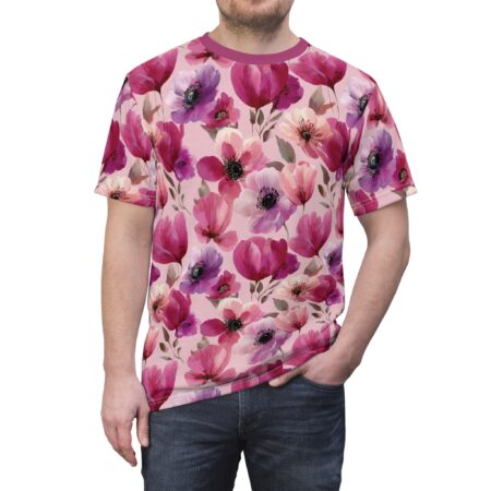 Premium Floral Unisex Tee, Vibrant Summer Shirt, Gift for Flower Lovers – soft all-over print unisex tee