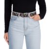 Embroidered grapevine and grape cluster belt with a silver buckle, perfect for wine enthusiasts.