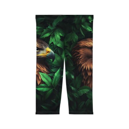 Vibrant Nature-Inspired Eagle Women’s Capri Leggings – high-waisted all-over design leggings - Detail View 2