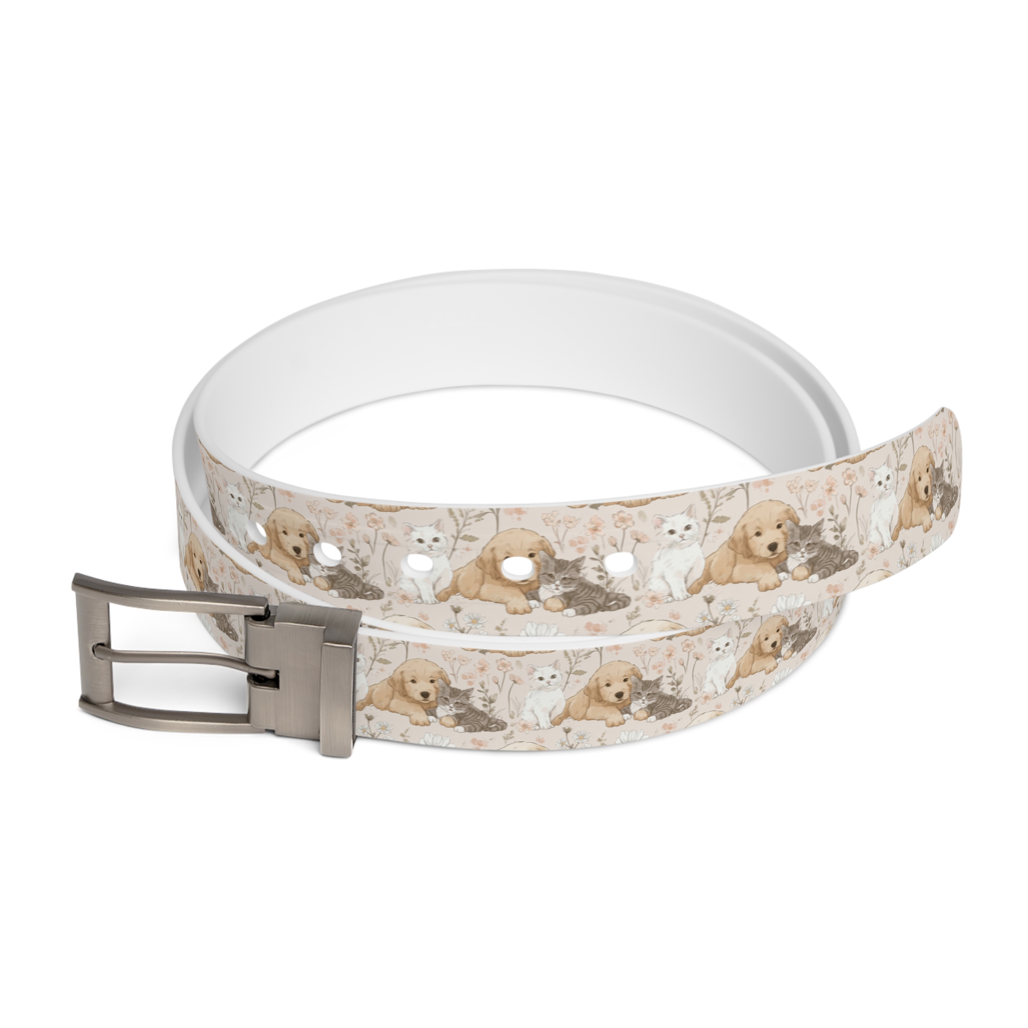 Pet-Inspired Belt with Whimsical Dog And Cat Animal Design 7 Toasted Styles