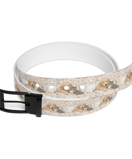 Pet-Inspired Belt with Whimsical Dog And Cat Animal Design 2 Toasted Styles
