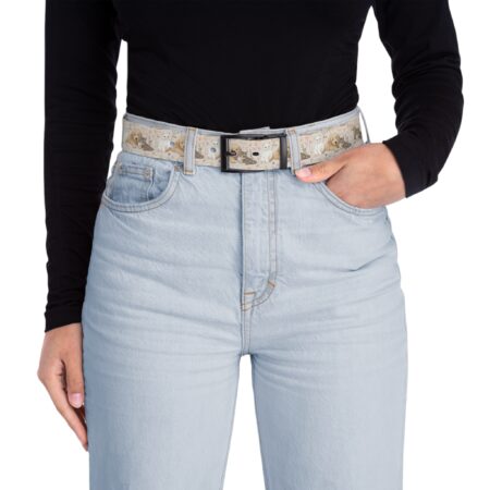 Cute puppies and kittens all over print sublimation belt featuring a vintage floral pattern.