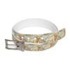 Seamless print belt featuring golden retriever puppies and tabby kittens nestled in a field of wildflowers.
