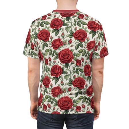 Premium Romantic Floral Unisex Tee, Red Rose T-Shirt for Every Occasion – soft all-over print unisex tee