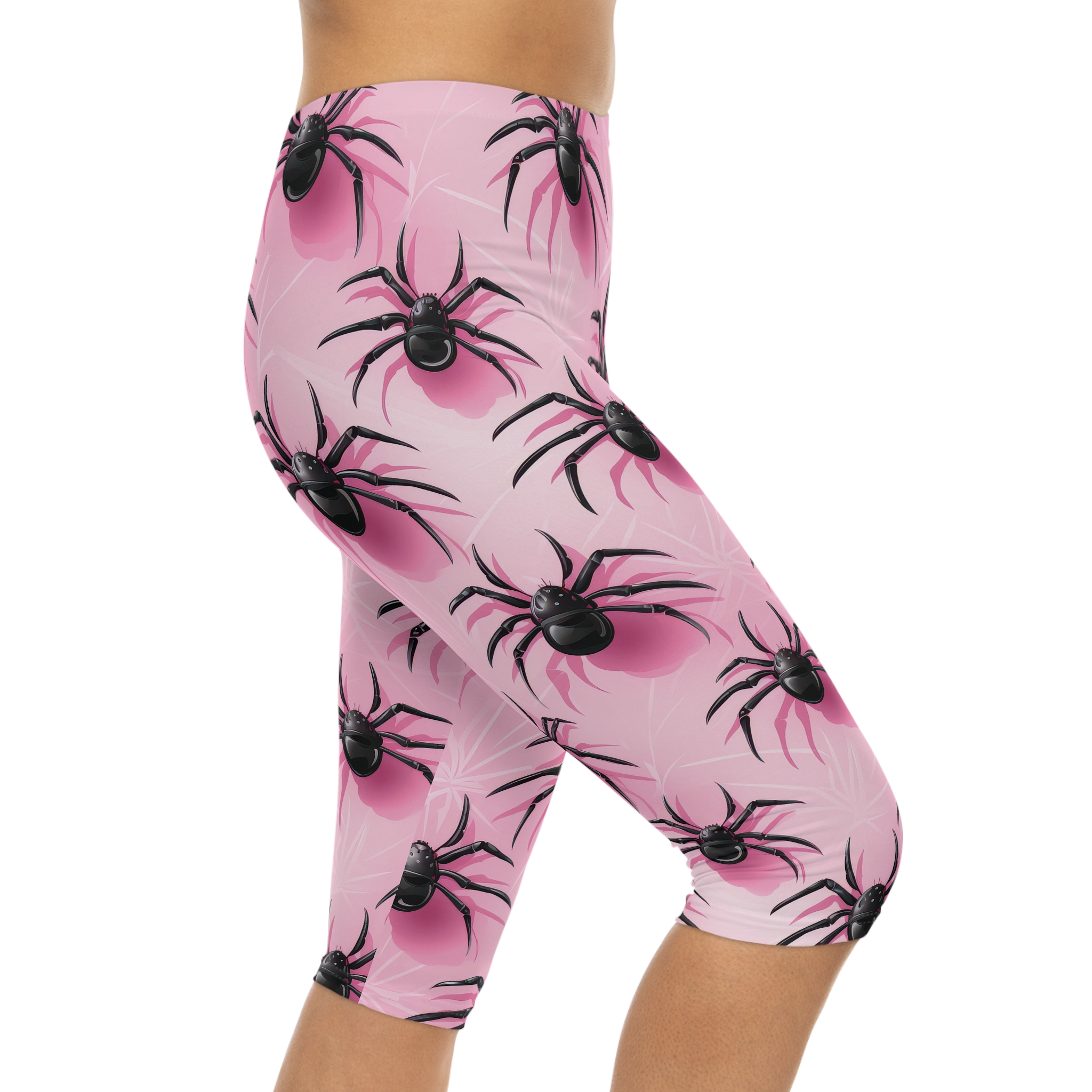Spider Print Women’s Capri Leggings – Fun & Unique Activewear for Halloween and Beyond 4 Toasted Styles
