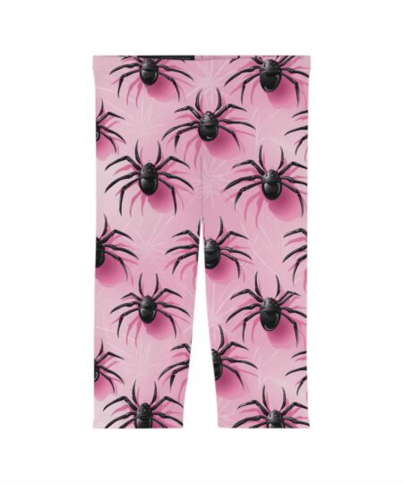 Spider Print Women’s Capri Leggings – Fun & Unique Activewear for Halloween and Beyond 2 Toasted Styles