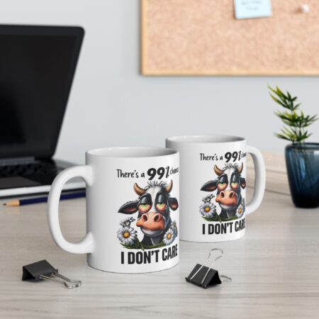 Premium There's A 99% Chance I Don't Care Whimsical Cow Ceramic Mug for Animal Lover – glossy ceramic coffee mug