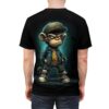 Grimy brick patterns and dark shadowy figures cover this graphic streetwear tee, a cool cartoon monkey in a cap and jacket stands with its hands in pockets.