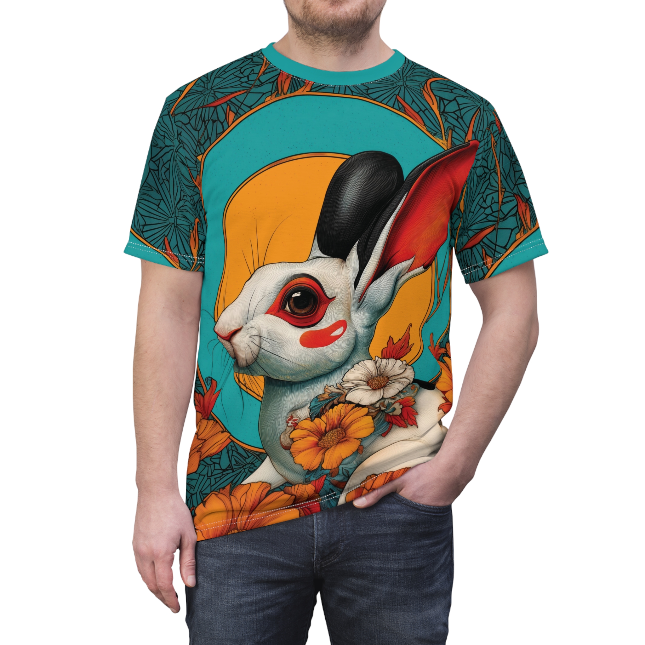 Vibrant Rabbit Floral Unisex Tee 8 Toasted Styles