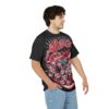 Red and black cartoon characters with sharp teeth and flames cover this 3D graphic t-shirt with a chaotic vibe.