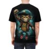 Teal smoke and a fierce monkey in a leather jacket and ripped jeans cover this 3D graphic t-shirt with an all-over print.