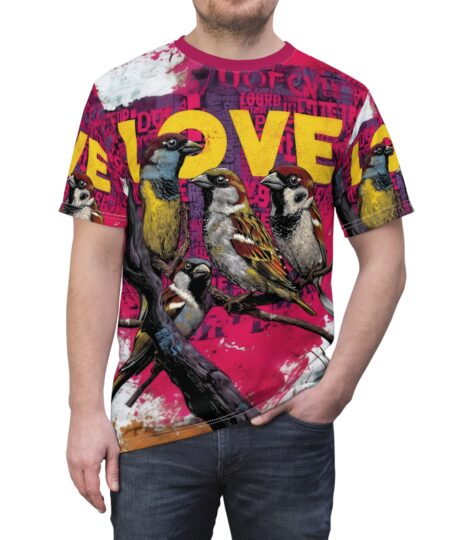 Birds Love Graphic Tee    Colorful All-Over Print Art T-Shirt 8 Toasted Styles